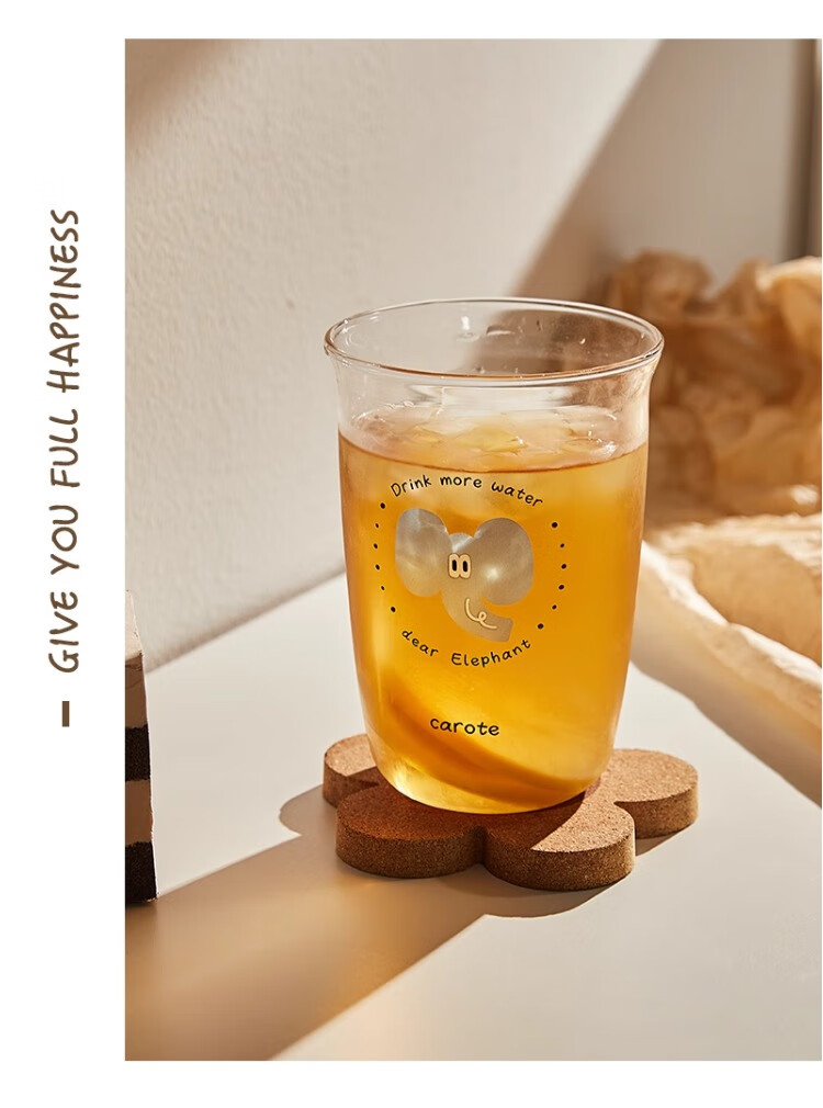 Carrot High Borosilicate Glass Cup Tea Juice Milk Coffee Cup High Aesthetic Home Use Heat Resistant Cotton Puppy 500ml 7