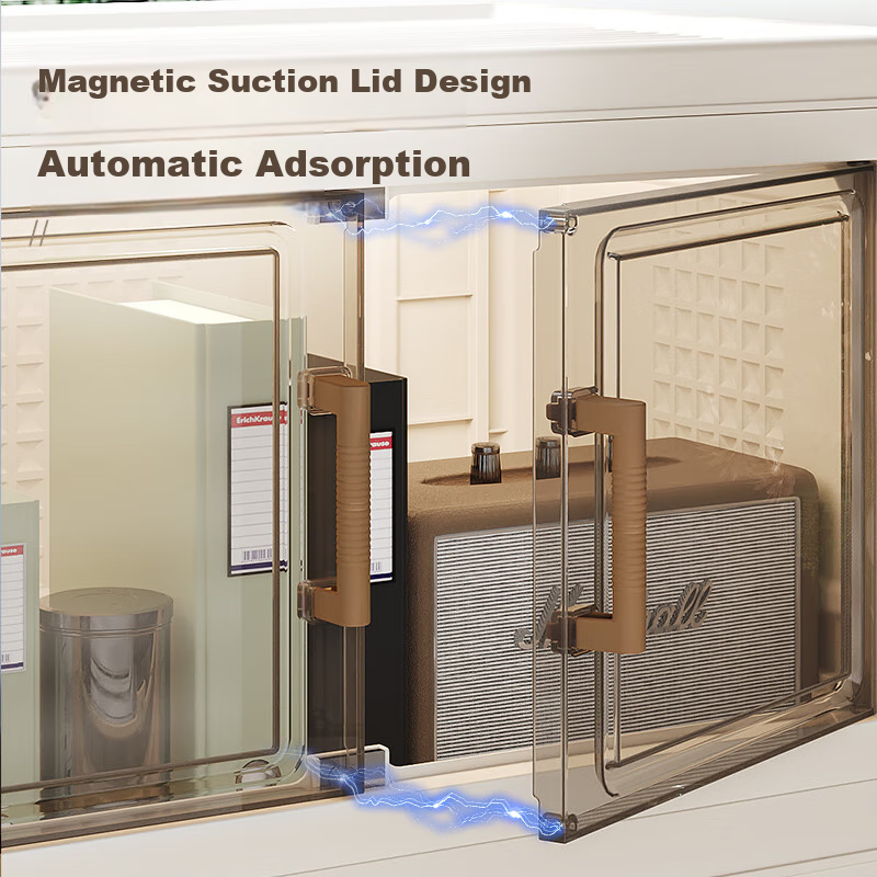 JEKO&JEKO Foldable PP Storage Cabinet with Doors, Kitchen And Bedroom Organizer, 1 Layer Thickened Compartmentalized Dustproof Cabinet