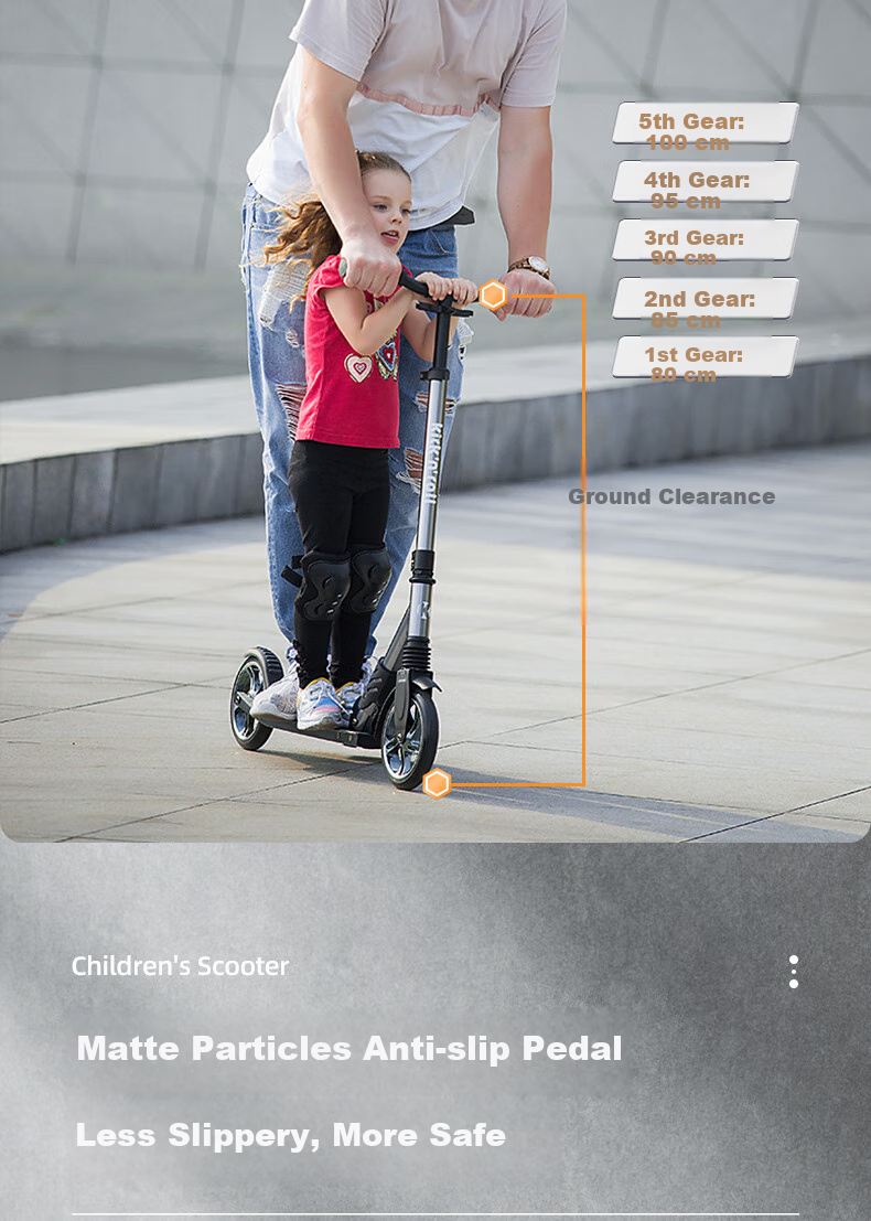 Kick'n'Roll Children's Scooter for Ages 6-8 Teenagers And Adults, Aluminum Alloy Foldable Two-Wheel Commuter Kickboard, Moonlight Silver 4