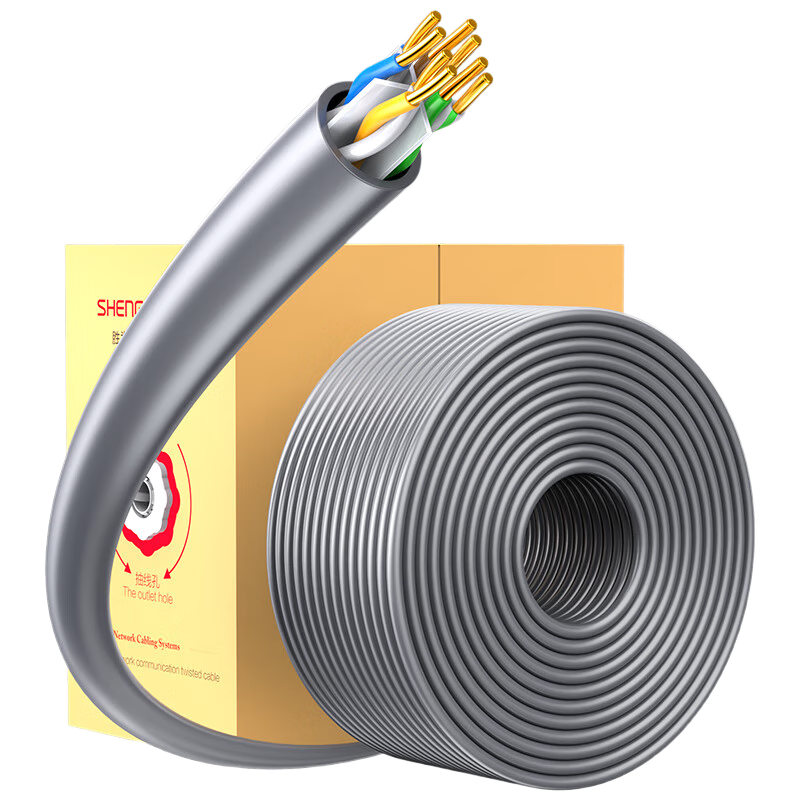 Shengwei CAT6 Gigabit Ethernet Cable [0.53±0.02mm Oxygen-Free Copper Core] Unshielded Twisted Pair, Home POE Surveillance Wiring, 305 Meters CSC6305E