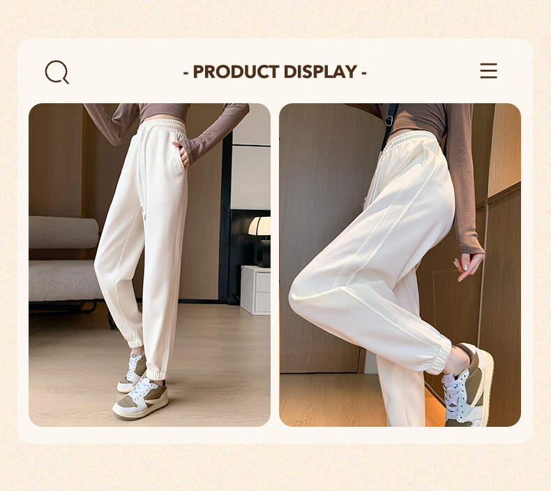 Huili Women's Sweatpants, 2026 New Spring And Autumn Style, Loose Straight-Leg Pants for Petite Figures, Elastic Ankle Joggers, Preppy-Style Athletic Casual Pants 14