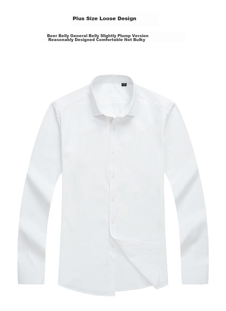 Ayoupang Large Size Bamboo Fiber Long-Sleeve Shirt for Men, Casual Business Loose Elastic Plus Size Wrinkle-Resistant Non-Iron Undershirt 12