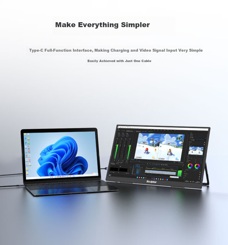 Sculptor 15.6-Inch Portable Monitor, 2K Resolution, 120Hz Refresh Rate, 100% SRGB Color Gamut, Secondary Screen for Computer, Laptop, Switch, Phone, PS5 Expansion Display MF16LQ 16
