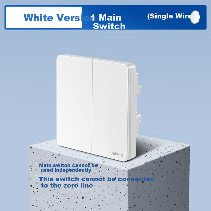 Advent Wireless Remote Control Switch Panel, Self-Generating Power, Wiring-Free, Intelligent Dual-Control Two-Position Main Switch