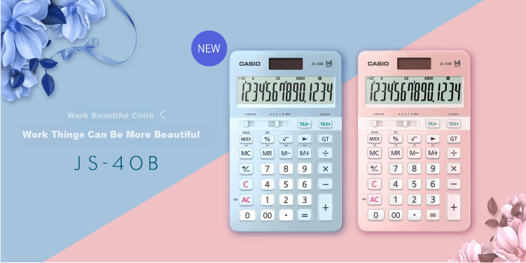 Casio JS-40B 14-Digit Stylish Office Calculator with Large Display And Comfortable Buttons, Cherry Blossom Pink 2