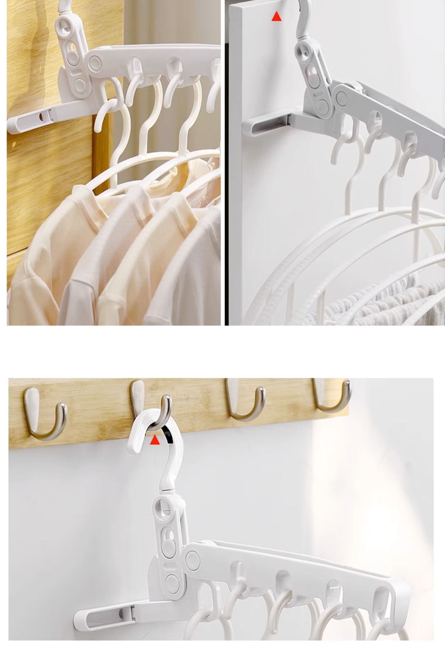 Jiebi Portable Foldable Clothes Hanger 2-Pack Five-Hole Travel Hotel Drying Rack 4
