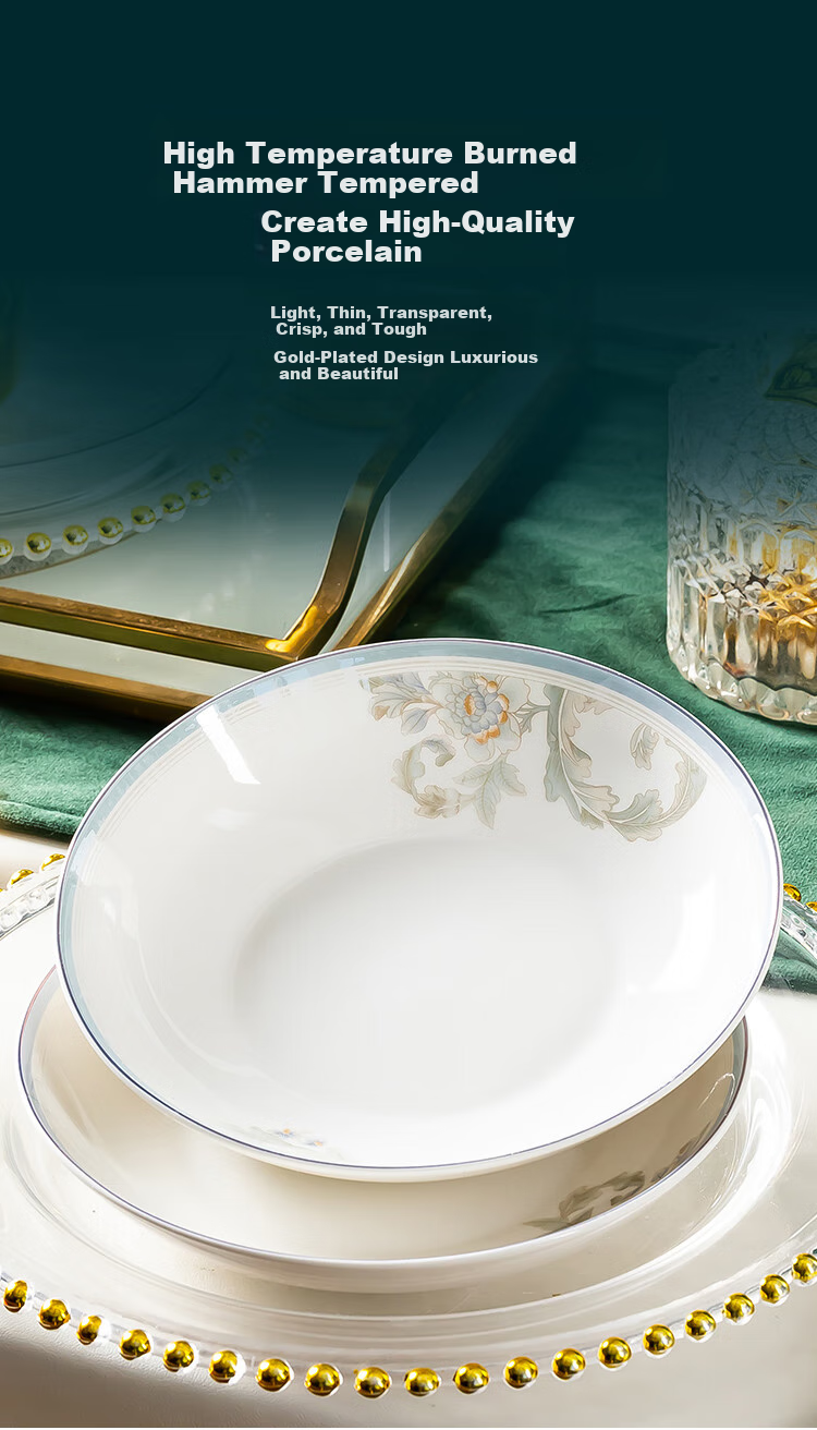 JD Original Plate, Dinner Plate for Home Use, Tableware Set, Steak Western-Style Ceramic Plates, Huakai Baxia, 7 Inches * 4 7
