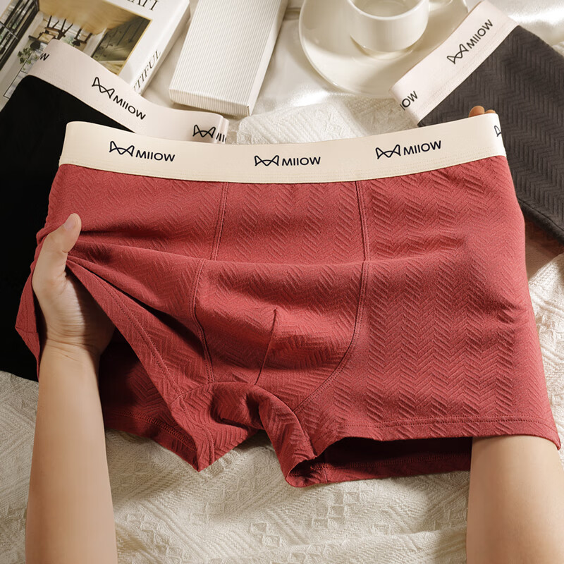 MiiOW Men's Underwear [2025 New Style], 7A Antibacterial Pure Cotton Seamless Breathable Youth Large Size Boxer Briefs