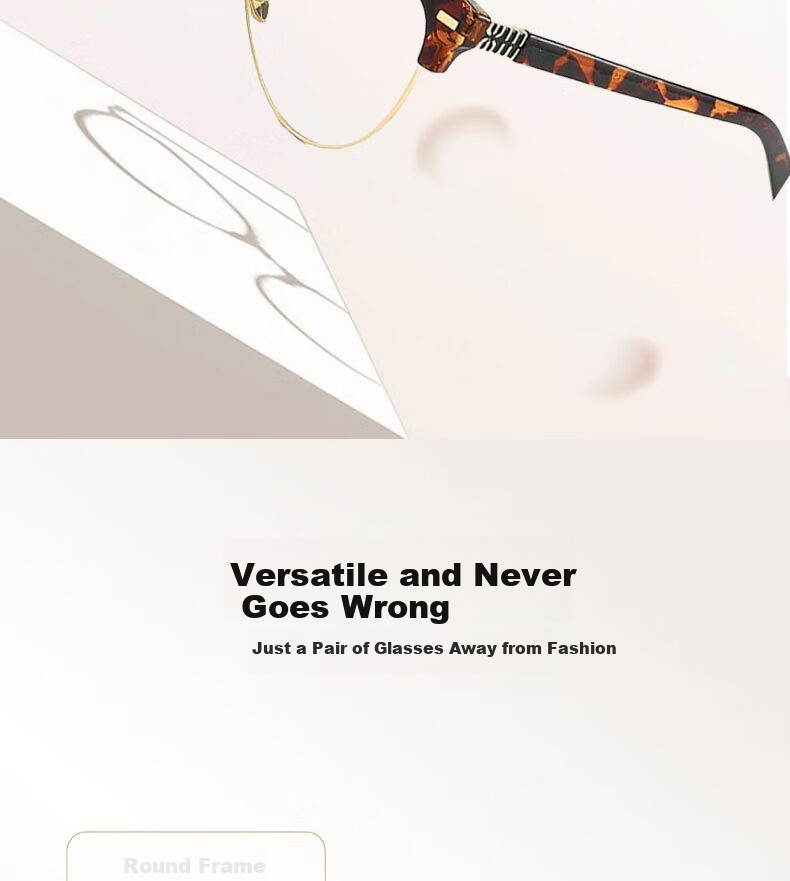 Boshide Myopia Glasses, Anti-Blue Light Glasses, Korean Retro Semi-Rimless Cat Eye Plain Lens Glasses, Douhua Frame 100 Degrees 7