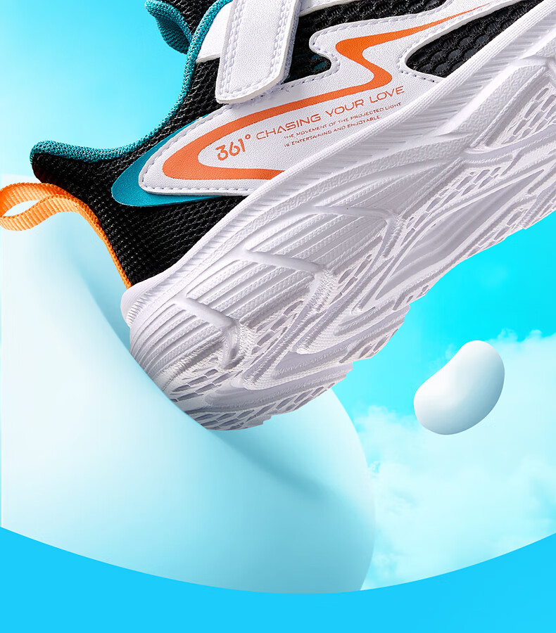 361° Children's Shoes, Kids' Running Shoes, Summer Boys And Girls Breathable Shock-Absorbing Lightweight Soft Cushioning School Sports Shoes, Black 31 8