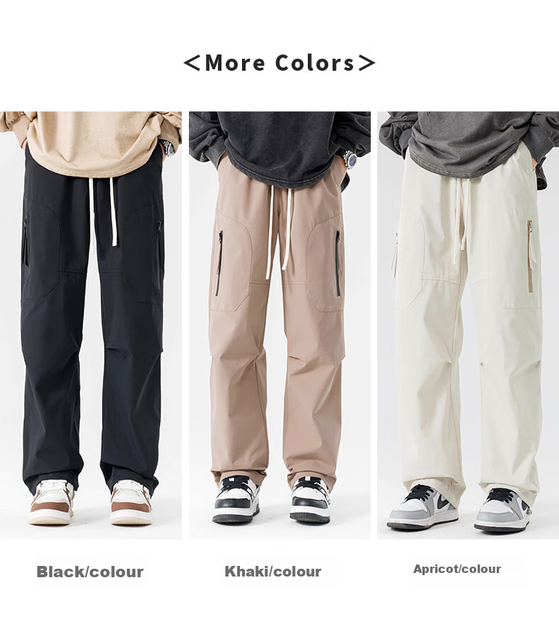 Dingfengbaoluo American-Style Functional Cargo Pants for Men, Summer Versatile Loose-Fit Trendy Outdoor Hiking Casual Trousers DFK35 Apricot Color 2XL 6