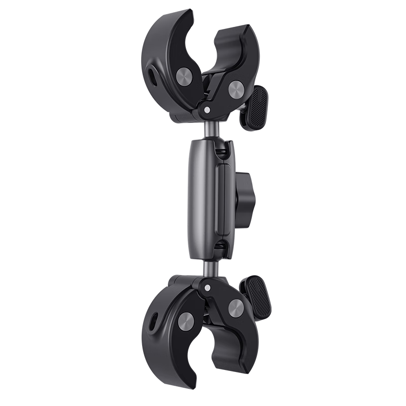 TELESIN Dual-Head Clamp for DJI Action 6/5/4/Osmo360, Motorcycle Mounting Bracket, Acepro2/X5/GoPro Action Camera Cycling Follow-Up Bracket