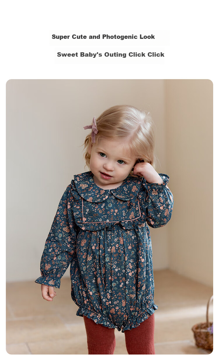 Babylove Baby Girl Bodysuit, Pure Cotton, Spring Floral Pattern, Sweet And Cute, Stylish Infant Romper, Crawling Suit, Autumn Outfit 4