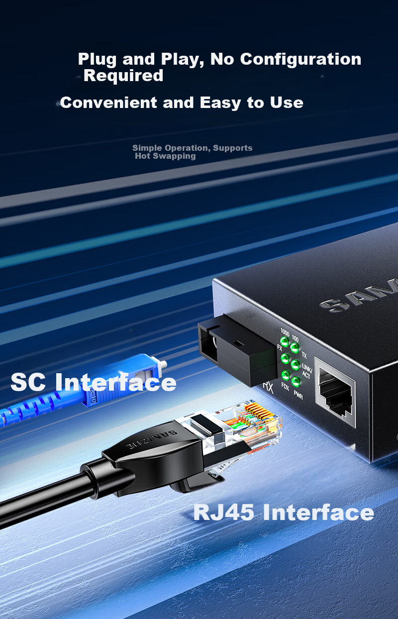 Sanze Telecom Grade Lightning Protection Gigabit Multimode Dual Fiber Optical Transceiver 550m External Power SZ-FCQMMS 4