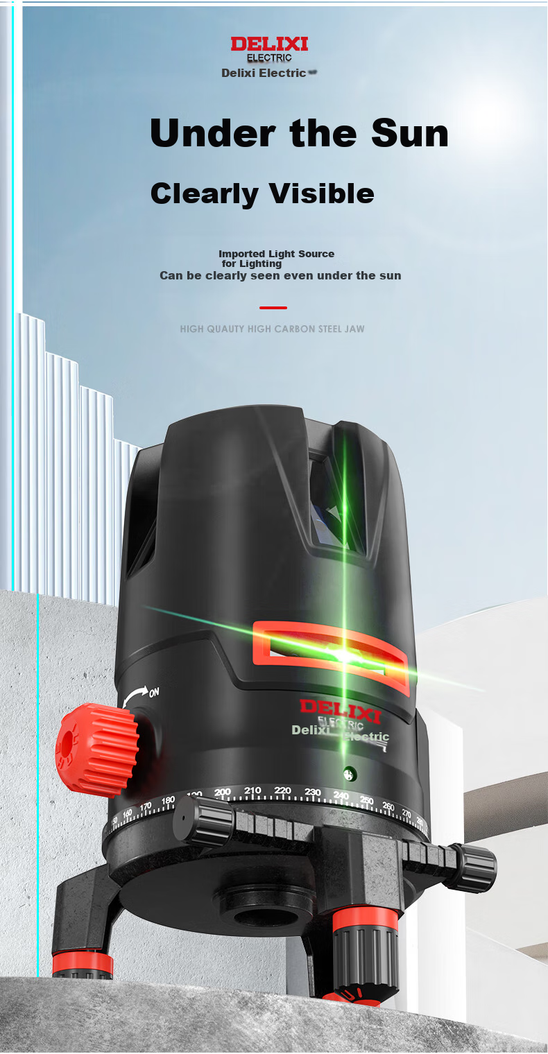 DELIXI ELECTRIC Blue Light 2-Line Laser Level High Precision Strong Light Fine Line Auto Leveling Ruler Home Marking Projector 5