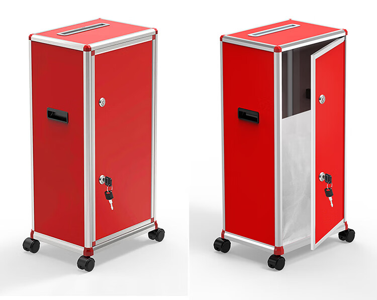 Jinlongxing Party Member Assembly Company KT Election Voting Box, Aluminum Alloy Voting Box, Ballot Box, Voting Box, Ballot Collection Box, Election Box, Floor-Standing with Wheels, Aluminum Detachable B098 Red 2