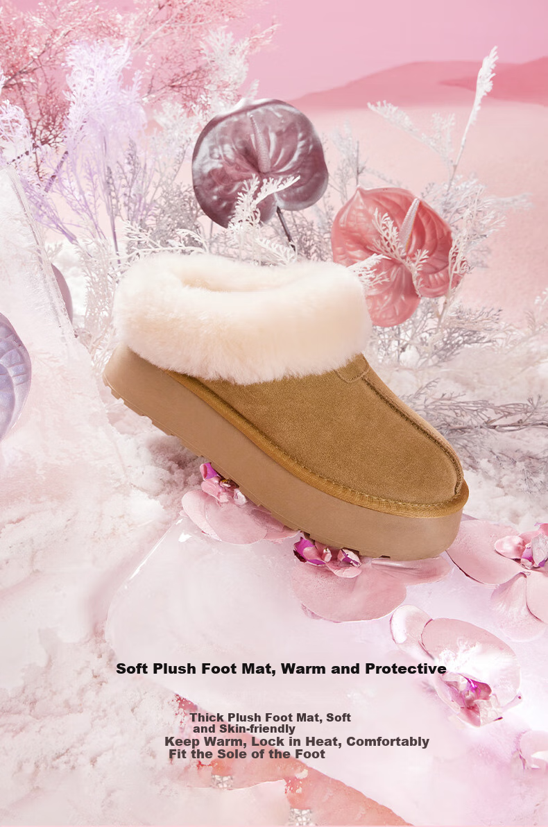 TATA Snow Boots 2025 Winter Thick Sole Plush Warm Low-top Cotton Shoes Women's WDX17DM5 Yellow/White Size 37 5