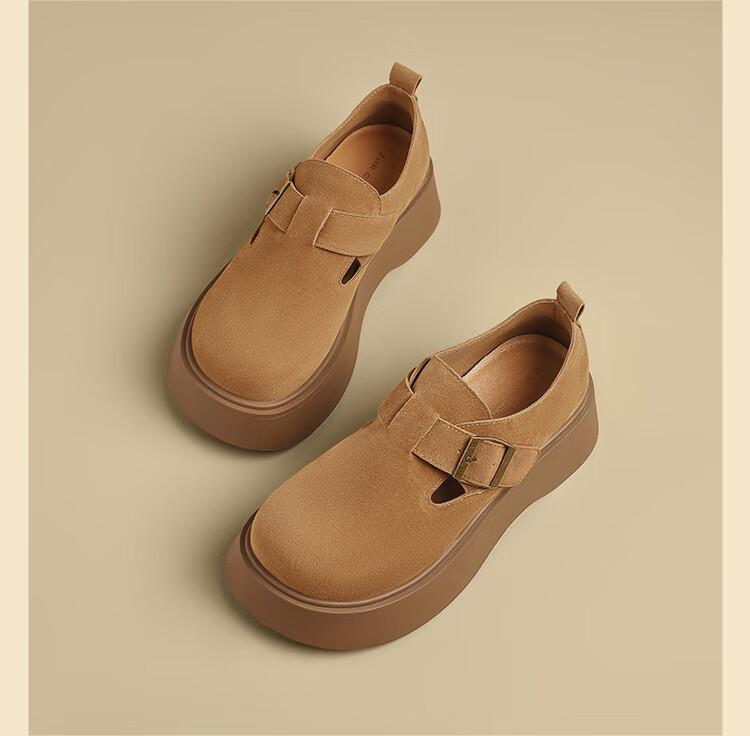 ZHR Bokeng Women's Thick-Soled Commuter Shoes, Lightweight Slip-On Soft-Soled Casual Shoes for Women, AB67F, Camel Color, Size 37 24