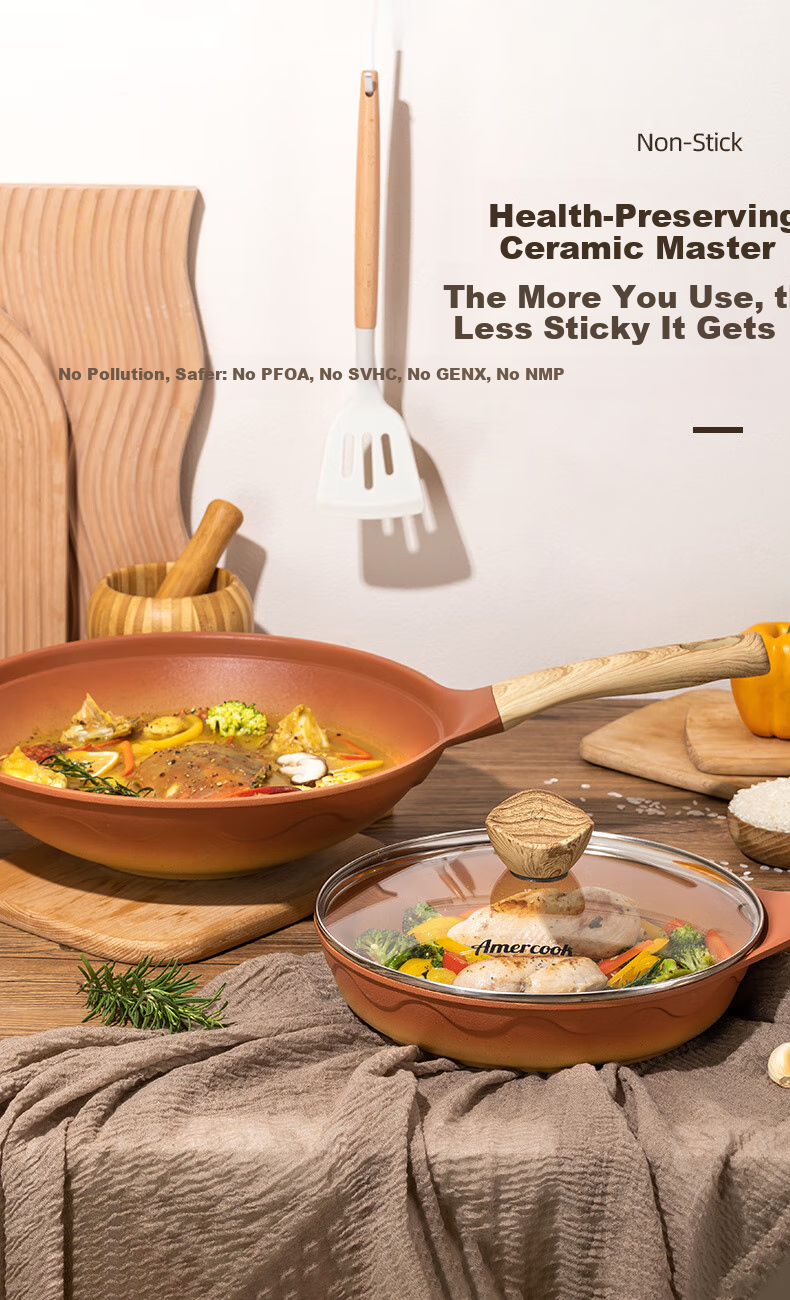 Amercook Alfitat Clay Pot Set, Non-Stick Wok, Flat-Bottom Frying Pan, Amier Cookware Two-Piece Set, Suitable for Induction And Gas Stoves 2