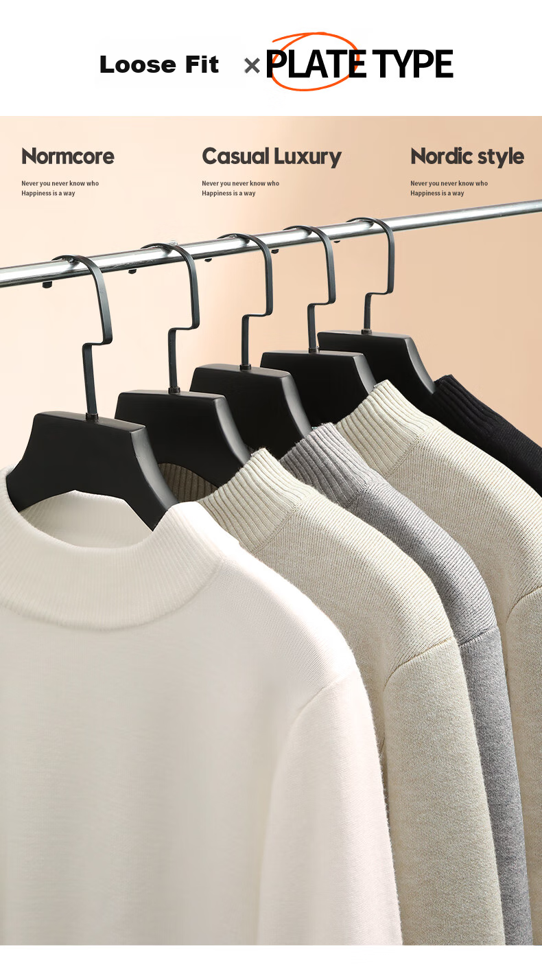JEANSWEST LIFE Men's Knit Sweater, Autumn And Winter Thick Warm Sweater, Solid Color Simple Style, Student Semi-Turtleneck, Thermal Inner Layer, Trendy 1