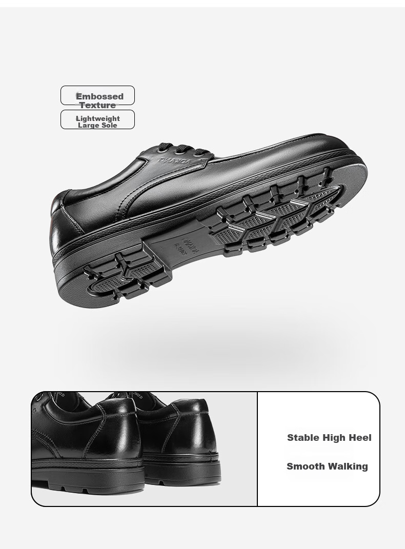 Aokang Men's Shoes with Fleece Lining, Warm Business Leather Shoes, Lace-Up Comfortable Casual Formal Shoes, Black Fleece Style, Size 42 18