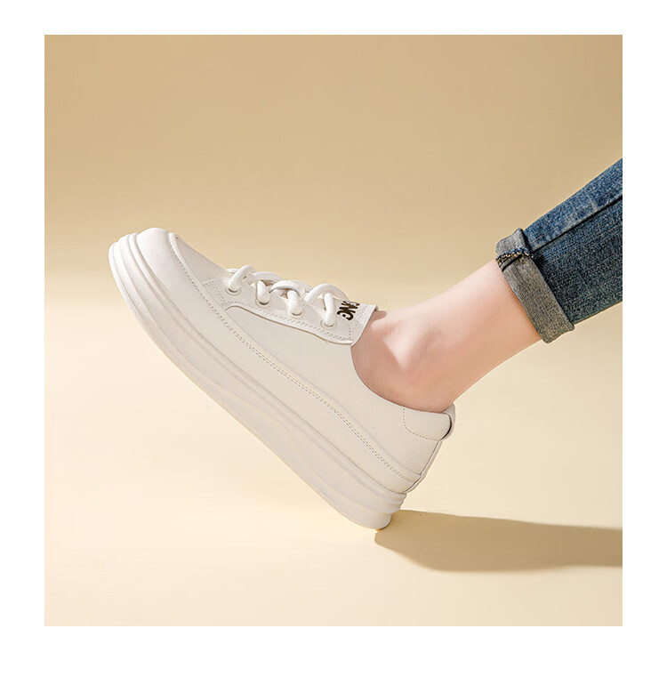 RED DRAGONFLY Women's Shoes, 2026 Autumn White Sneakers, Thick-Soled Heightening Versatile Casual Lightweight WPB15049, Apricot Color, Size 40 6