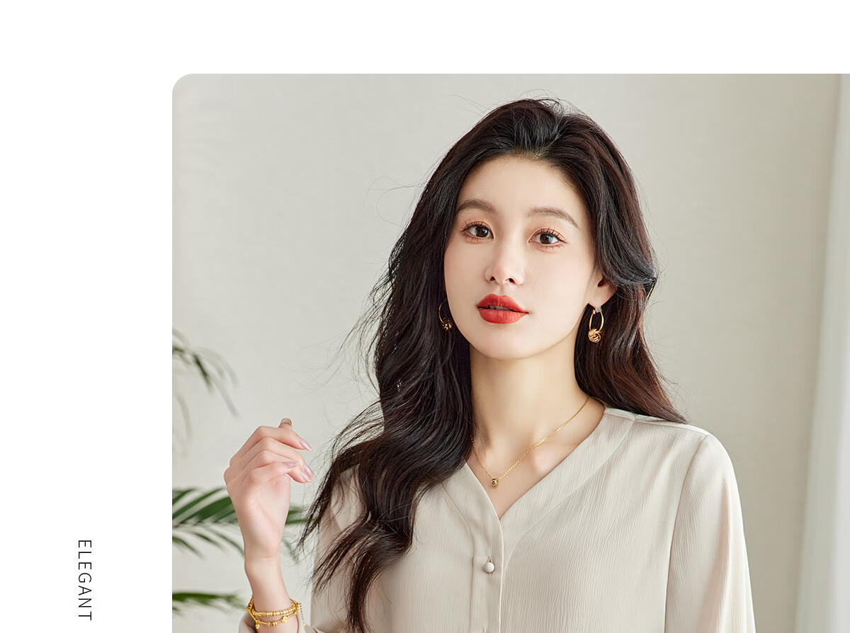 YUZHAOLIN V-Neck Faux Placket Romantic Ruffle Sleeve Long Sleeve Shirt Fashion Casual Work Blouse Y51S015 20
