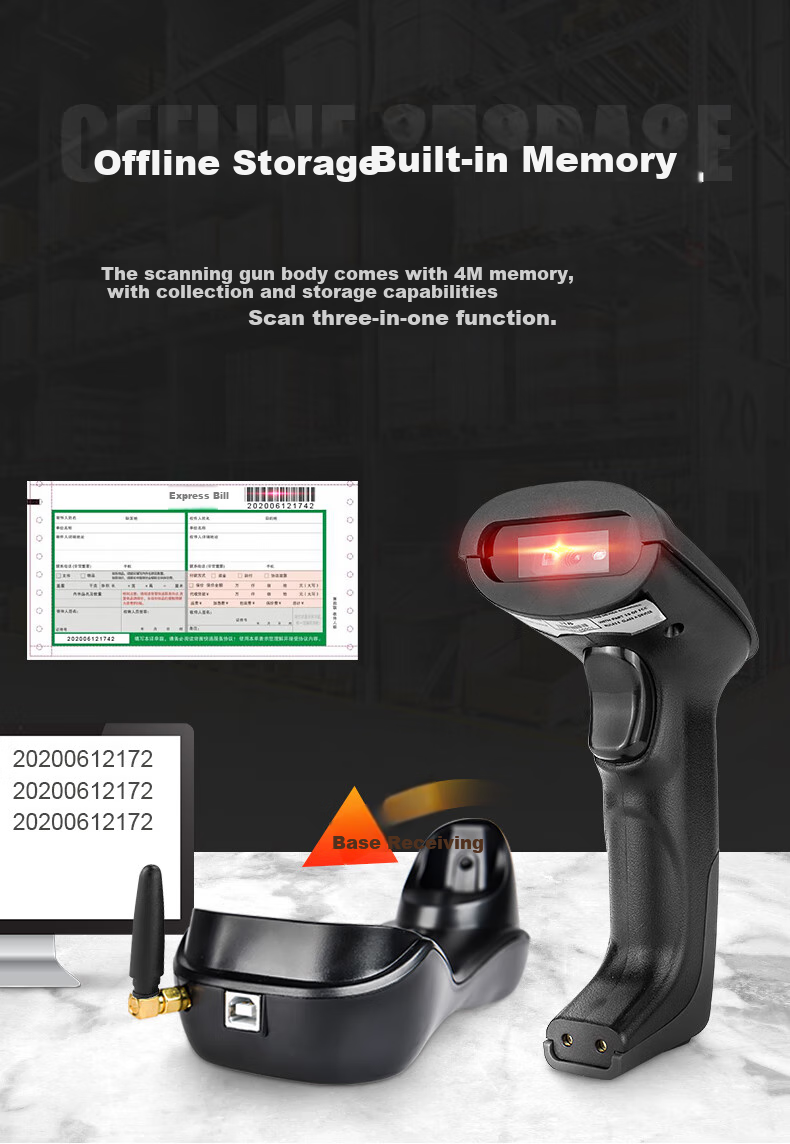 NTEUMM Wireless 1D Barcode Scanner Gun, Supermarket Cashier Payment Scanner Gun, Warehouse Express Barcode Scanner Gun Universal for Barcodes, Financial Invoice Scanner H3 3
