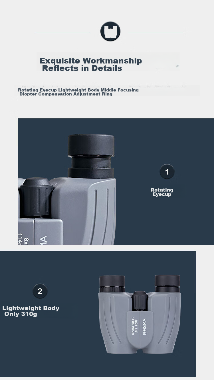 BOSMA Binoculars, Sparrow Model, 8X25, High-Definition, High-Magnification, Concert, Children's Portable Large Telescope, BAK4 Lens 17