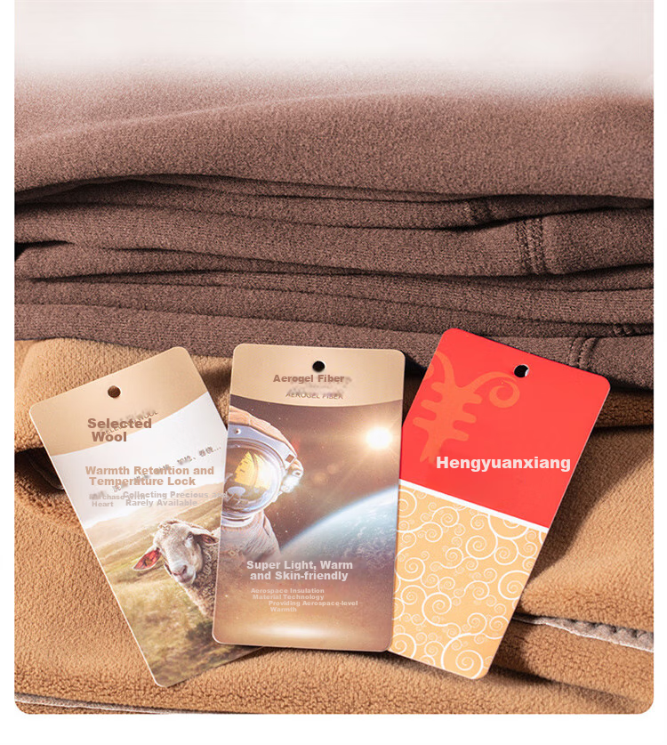 Hengyuanxiang [Best-Selling 50,000 Sets] Women's Thermal Underwear with Wool Knee Protection Patches, German Velvet High-Waist Seamless Autumn Pants Cotton Trousers, Dark Gray 16