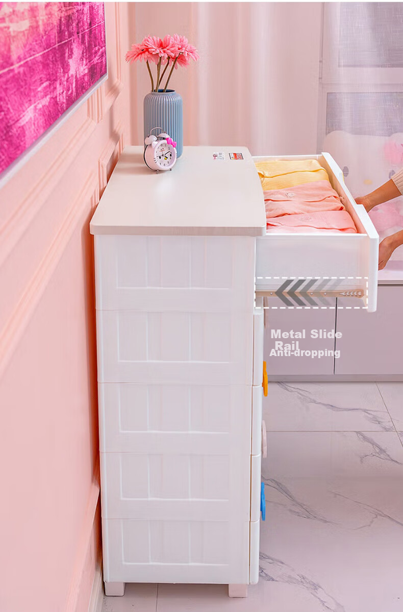 IRIS Storage Cabinet, Drawer-Style Simple Wardrobe, Five-Drawer Chest, Storage Cabinet, Toy Storage KITTY Cute 5-Layer Storage Cabinet 4