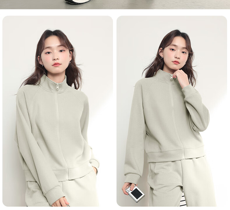 MJ STYLE Stand-Collar Cardigan Jacket for Women, Spring And Autumn 2026, Loose-Fitting Casual Versatile Short Style, Petite Sporty Long-Sleeve Top 8