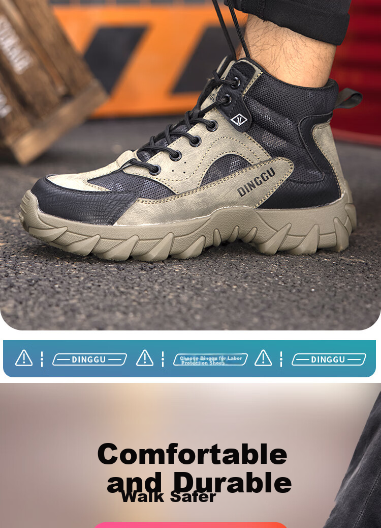 Dinggu Safety Shoes for Men, Autumn And Winter, Anti-Smashing, Puncture-Resistant Work Boots, High-Top Steel Toe Cap, Fleece-Lined, Safety Shoes 1279miGD43 1
