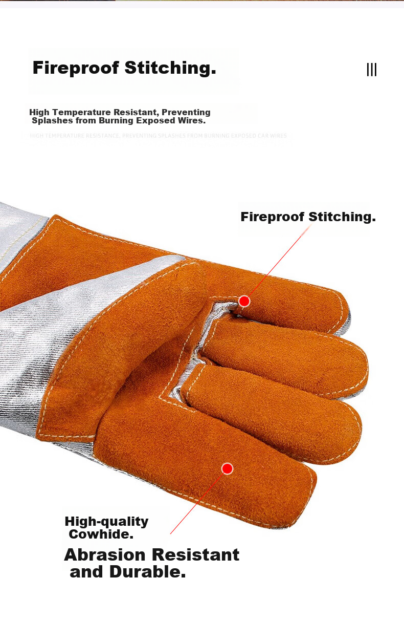 Maozheng Heat-Resistant Gloves, 1 Pair, Resists 300°C Aluminum Foil Insulation And Scalding, for Welders, Ovens, Kitchen, Industrial Safety Protection [Genuine Product] 6