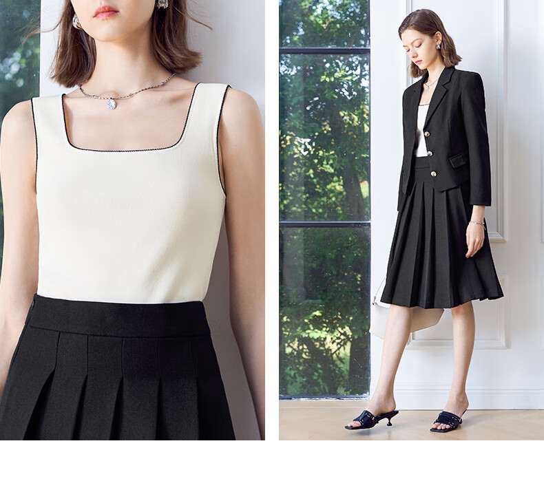 YANYEE Elegant Square Neck Camisole for Women, 2025 Early Spring Inner Layer, High-End Sleeveless Undershirt, Off-White, Size S 10