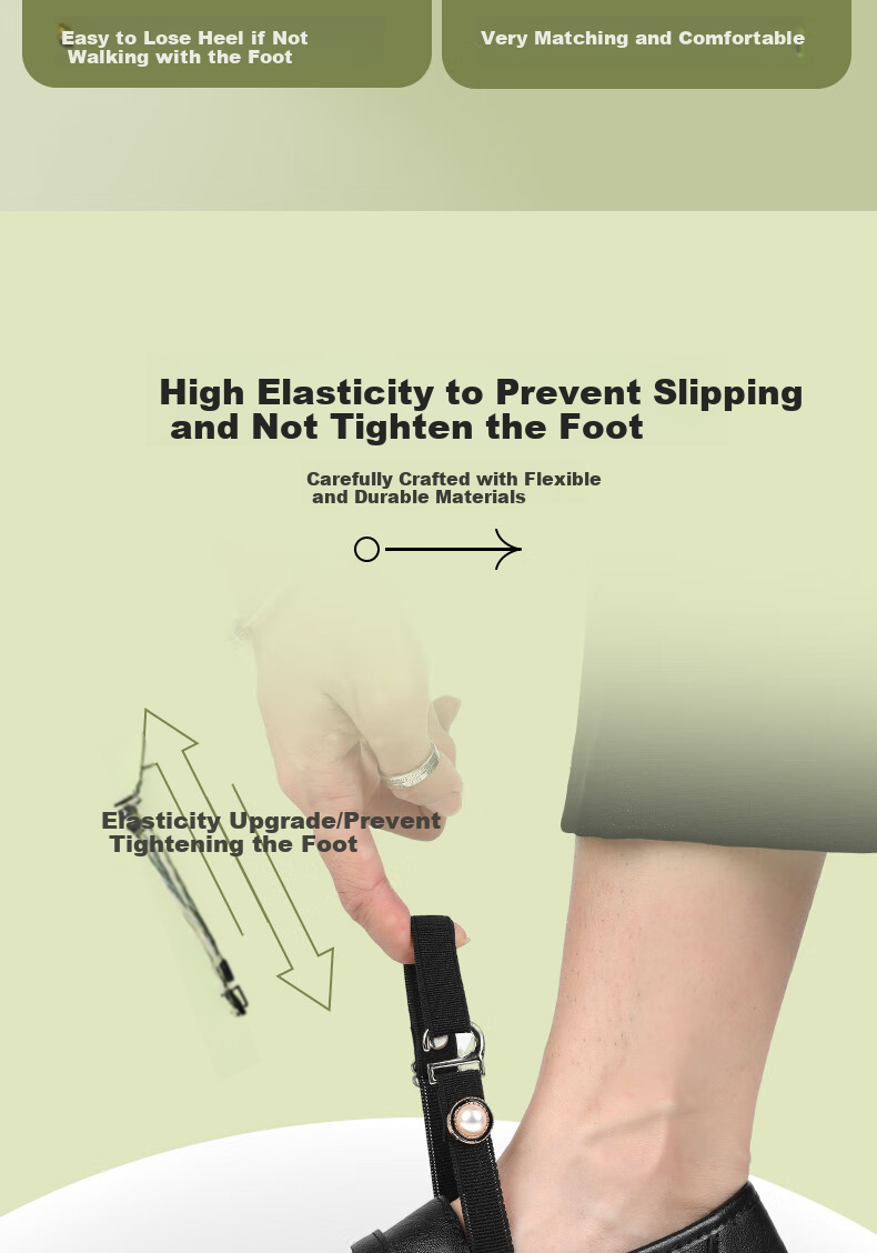 FOOTOPPO High Heel Shoe Strap for Women, Anti-Slip Back Fixing Device, Shoe Size Adjustment Band 6