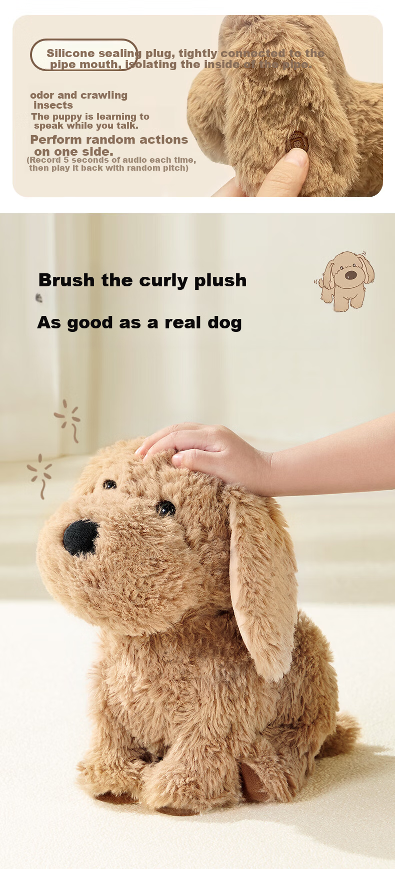 Auby Children's Plush Toy Dog, Musical Interactive Electronic Haki Pet Comforting Doll, Kekabu Birthday Gift 9