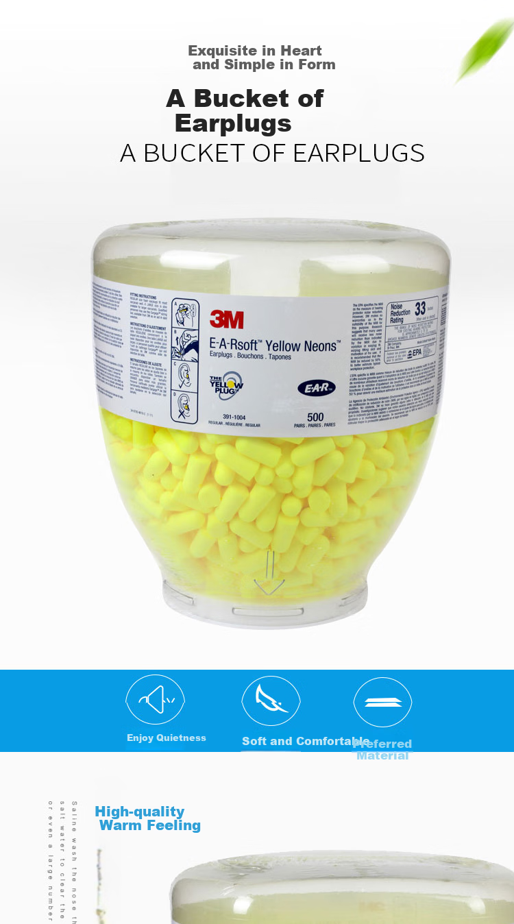 3M 391-1004 Noise-Cancelling Bullet-Shaped Earplugs, High Noise Reduction, Compatible with Earplug Distributor, 500 Pairs/bottle 1