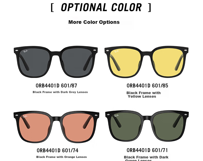 RayBan Square Large Frame Sunglasses, Face-Slimming Effect, Fashionable Designer Style 0RB4401D, Gift 1