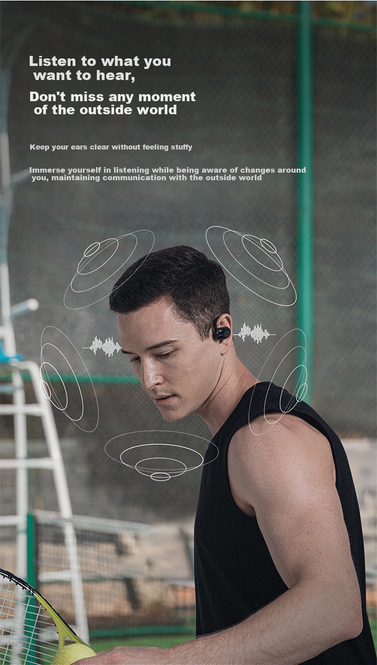 Hakii CPODS Haokexingper Open-Ear Bluetooth Wireless Earphones, Ear-Hook Air Conduction Sports Running Cycling Bone Conduction Headphones Compatible with Huawei Vivo Apple Phones 5