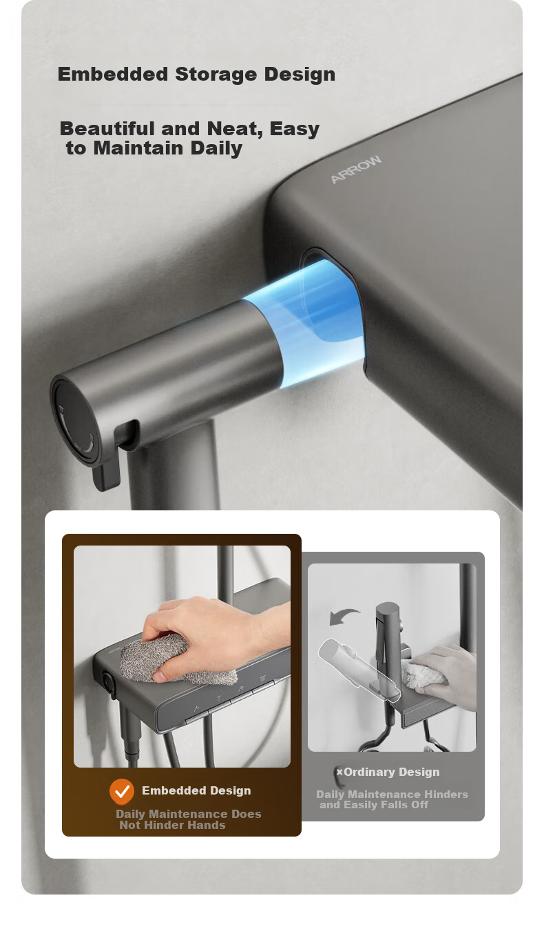ARROW Shower Head, Gunmetal Gray Digital Display Piano Key Shower Head, Handheld High-Pressure Spray Nozzle 17