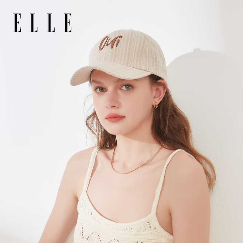 ELLE Baseball Cap for Women, Outdoor Fashion, Three-Dimensional Embroidery, Sun Protection, UV-Resistant, Large Head Circumference, Duck Tongue Hat, Mid-Autumn Festival