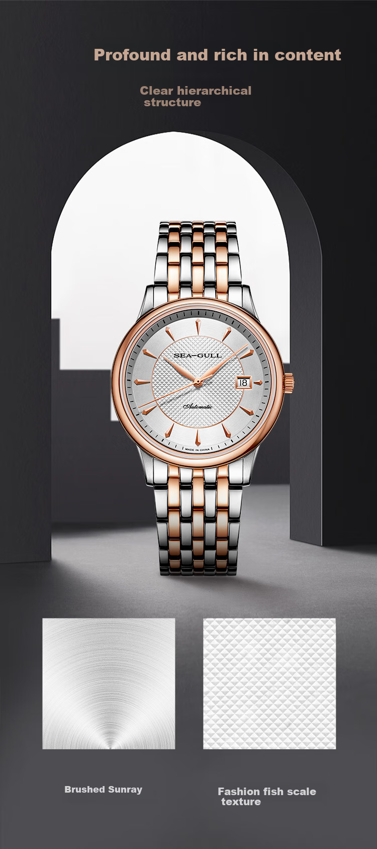 SEAGULL Automatic Mechanical Watch for Men, Simple Calendar Men's Watch, Birthday Gift for Men, National Watch 819.13.1054 37