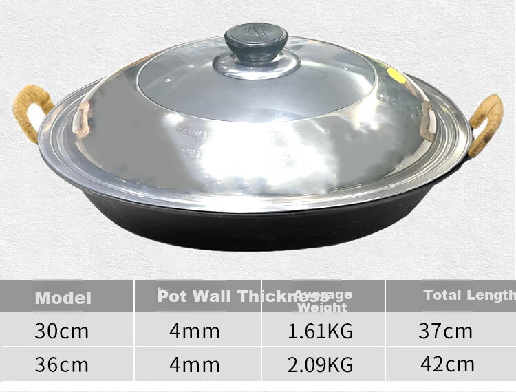 Xialaoda Cast Iron Skillet, Flat Bottom Wok, Grilling Pan, Traditional Handmade Iron Pan, Specialized for Steamed Buns And Water Frying, 36cm 3