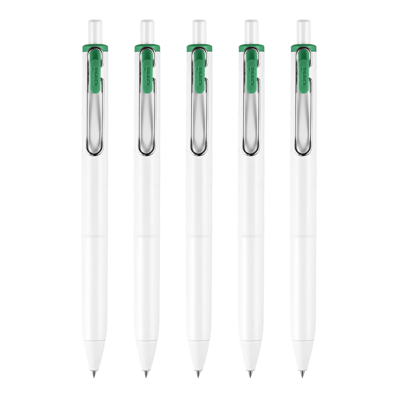 Uni-Mitsubishi Uni-Ball One Series Small Concentric Green Gel Pen, High Aesthetic Value, 0.38mm Signing Pen, UMN-S 5 Pcs
