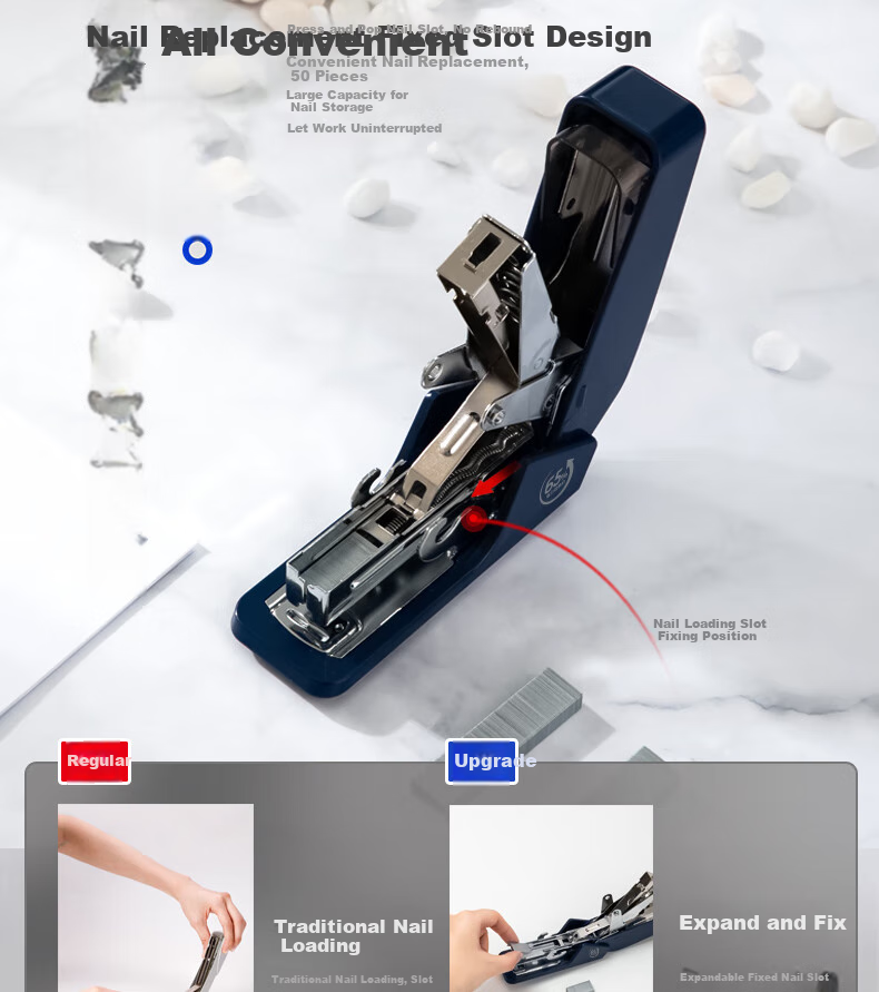 Deli (Deli) Efficient And Labor-Saving Stapler, Compatible with #12 Staples, Holds 50 Staples, Blue 0466 (Staples Not Included) 3