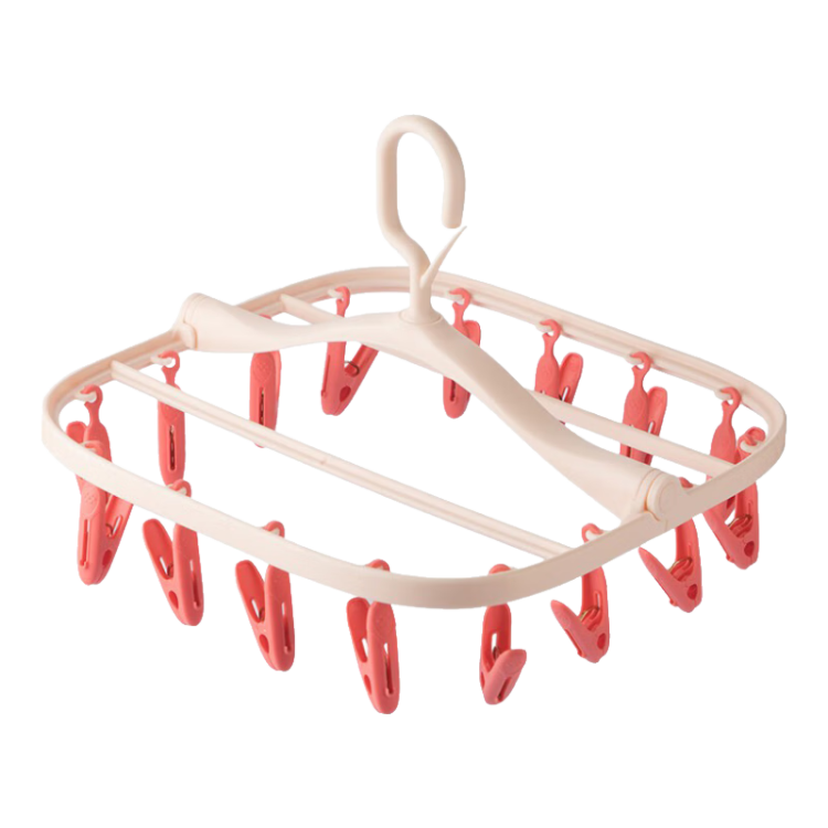CHAHUA Clothes Hanger with Multiple Clips, Foldable Hanger, Sock Clip, Underwear Rack, Windproof Sock Drying Rack