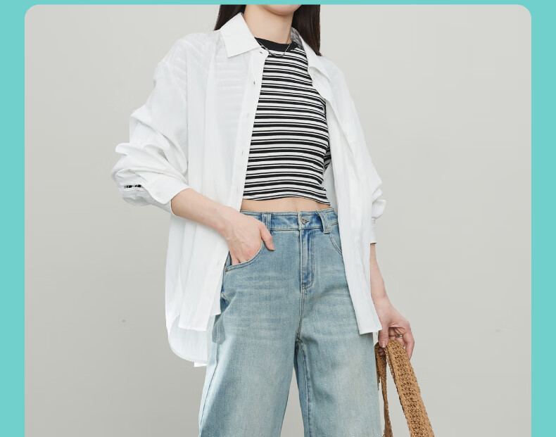 ESE-Y Straight-Leg Jeans for Women, New Spring 2025 Wide-Leg Trousers, Vintage Blue, Size 25 27
