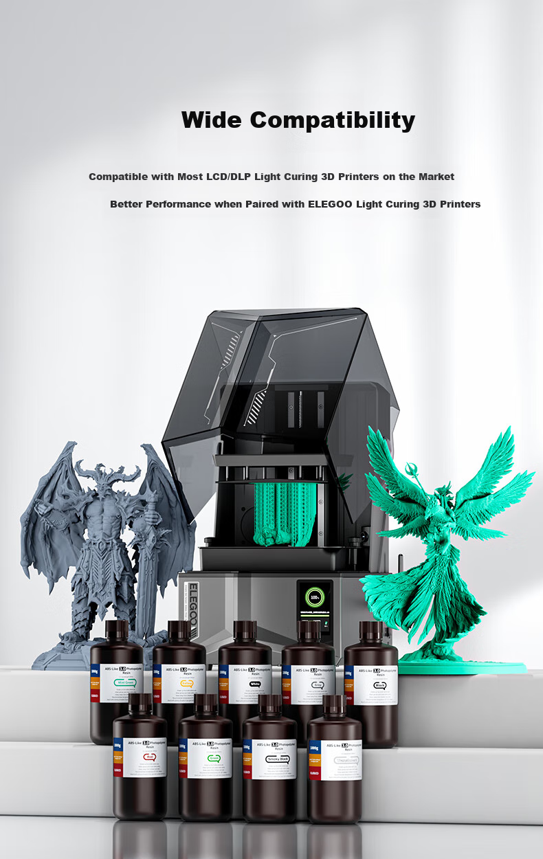 ELEGOO Light-Curing 3D Printer Consumables, ABS Photosensitive Resin, LCD Universal, Class ABS Resin 3.0, Extra Black 1000g 1