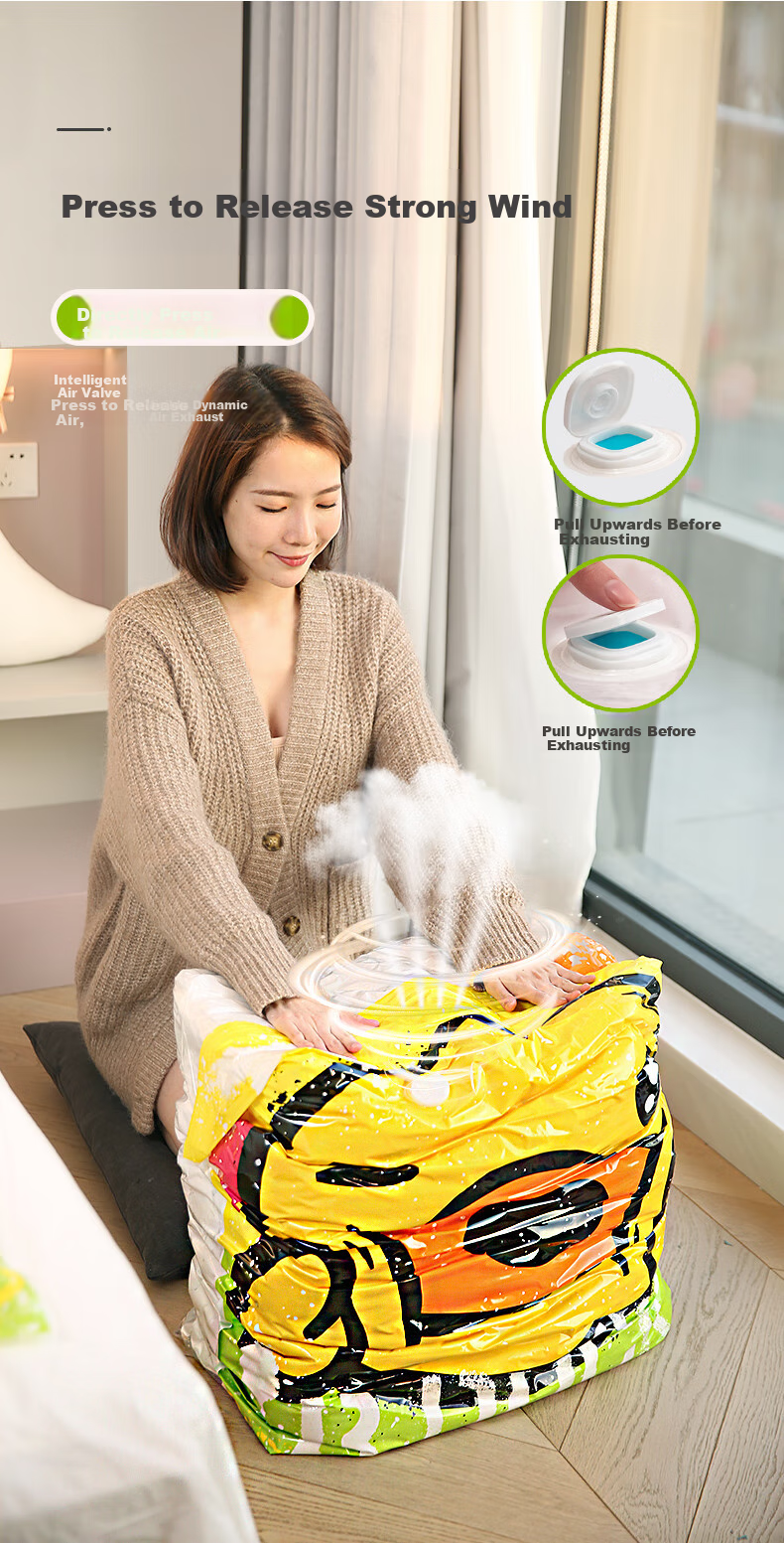 DR.STORAGE [Xiaohuan Ya Series] Vacuum Compression Storage Bags Sealing Bags 3D 8-Piece Set [Wireless Pump Version] 1